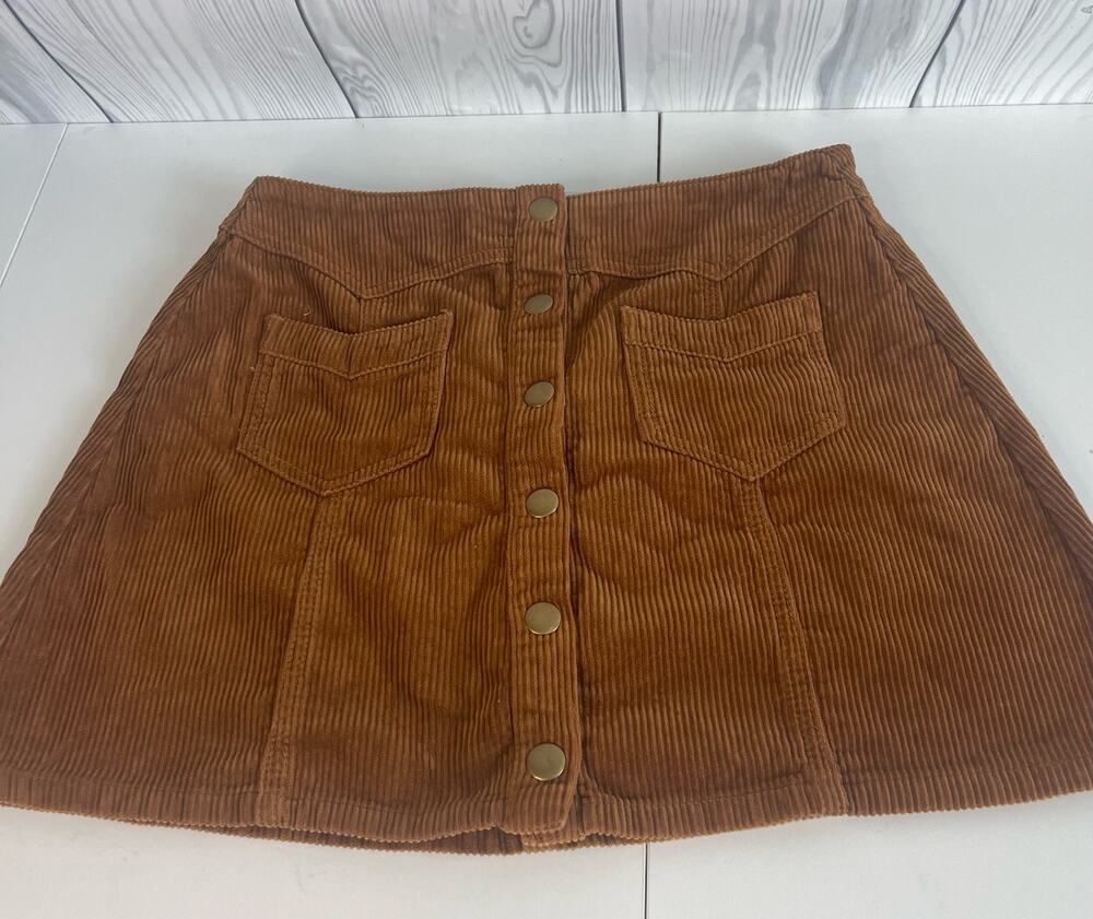 Kendall And Kylie Corduroy Button Front Mini Skirt Size 28 Brown